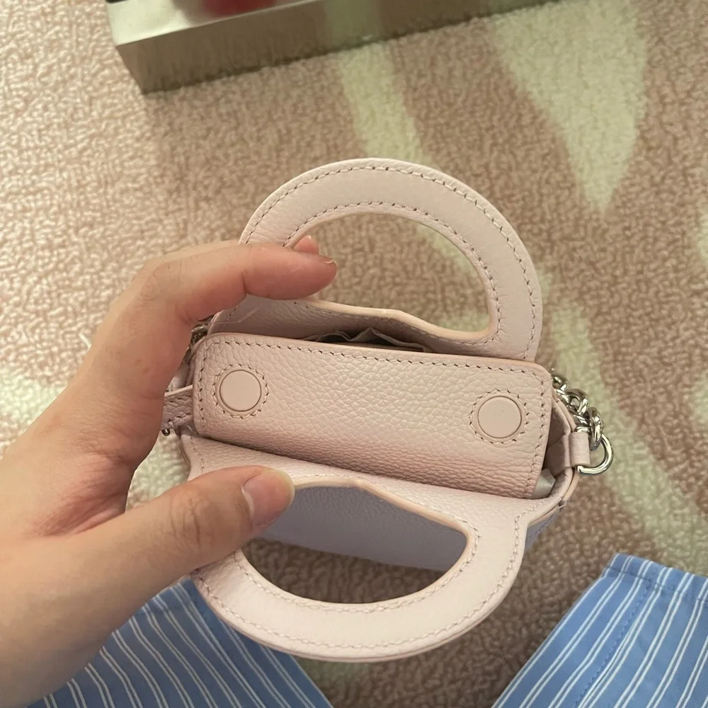 SOLD Tiffany & Co. Pale Pink Leather Mini Bag with Heart Charm Chain - Picture 8 of 10